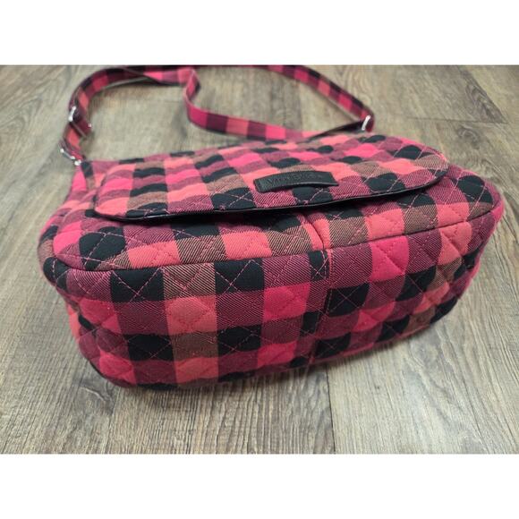 Vera Bradley Red Black Buffalo Plaid Front Flap Quilted Crossbody Shoulder Purse - Picture 2 of 6